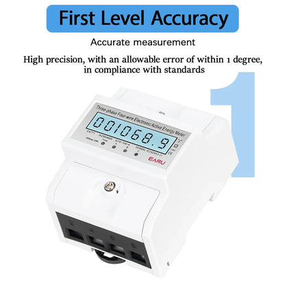 Three Phase LCD Energy Meter Backlight Bidirectional Electricity Meter kWh RS485 Remote Communication for Meter Reading AC 380V