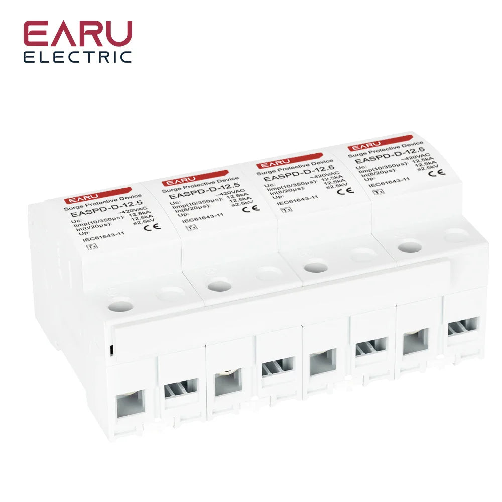 T1 Power Surge Protective Device SPD Arrester Low Voltage House 2P 3P 4P Surge Voltage Protection AC 420V 12.5KA 15KA 25KA