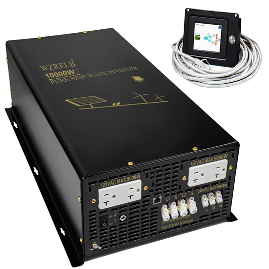 10000W Split-phase Pure Sine Wave Solar Inverter Power Supply Battery 24V/36V/48V/96V DC to 110/220V,120/240V AC Converter Wired by 54Grid - Renewable Energy Store
