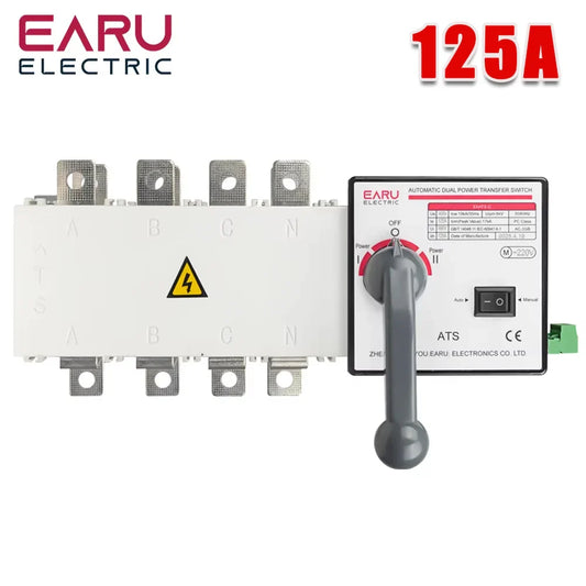 4P 125A AC400V ATS PC Automatic Transfer Switch Electrical Selector Switche  Auto or Manual 2 Input 1 Output Uninterrupted Power
