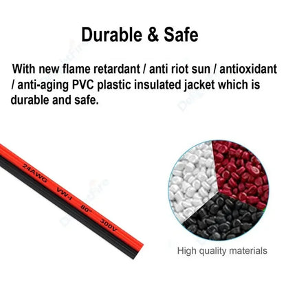 5M/10M/20M 2Pin 12V 24V Tinned Copper Electrical Wire PVC Insulated LED Strip Cable 22 20 18 AWG by 54Grid - Renewable Energy Store