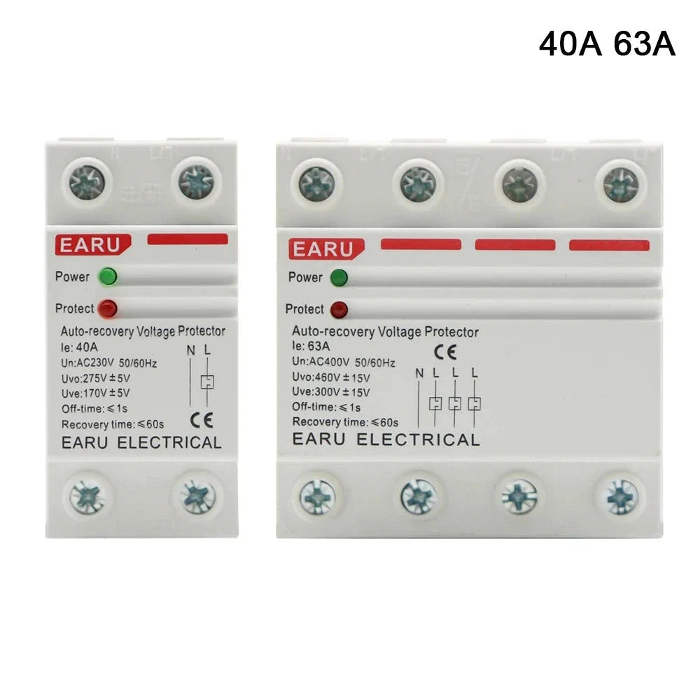 40A 63A 230V Din Rail Automatic Recovery Reconnect Over Voltage Under Voltage Protective Device Protection Relay by 54Grid - Renewable Energy Store