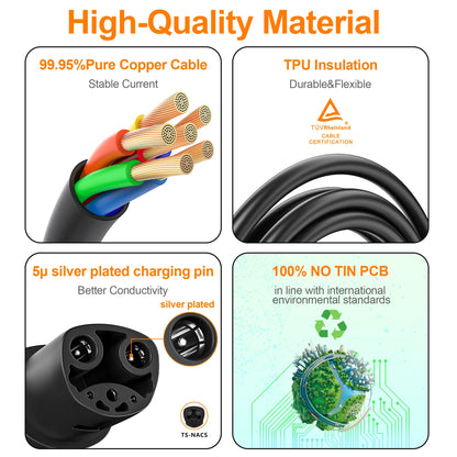 feyree 3.5kW 16A 1Phase Adjustable Current Portable EV Charger Fast Charging with TS-NACS Charger Plug Compatible for Tesla Cars