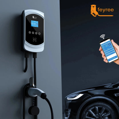 feyree EV Charger 32A 22KW 3Phase 11KW 16A Electric Car Charger EVSE Wallbox 7.6KW 32A Type2 Cable IEC62196-2 Socket APP Control