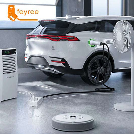 feyree EV Charger Type2 16A with EU Socket Outdoor Power Station V2L Cable Electric Car Side Discharge Plug ( Upgraded Version)