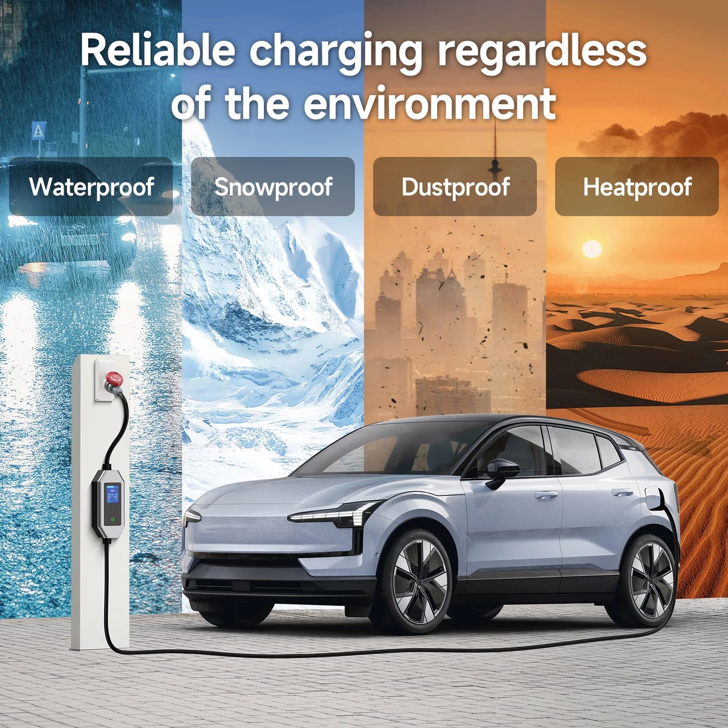 AFYEEV 22KW 32A 3Phase Type2 Portable EV Charger Wi-Fi APP Control GB/T EVSE Charging Box Charging Station For Electric Car