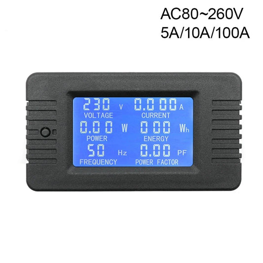 PZEM 5A 10A 100A Battery Capacity Tester AC80-260V 6in1 Voltage Current Power Capacity Meter Resistance Frequency Meter by 54Grid - Renewable Energy Store