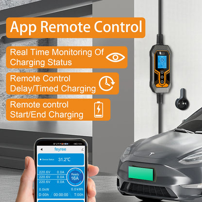 feyree 11kW Type2 16A 3Phase Portable EV Charger Wi-Fi APP Bluetooth Version EVSE Charging Cable 5m CEE Plug for Electric Car