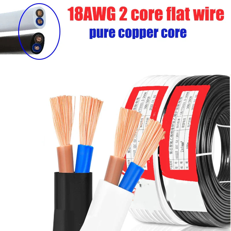 2Core 18AWG Flat PVC Sheathed Wire for Solar Panel LED Lighting by 54Grid - Renewable Energy Store