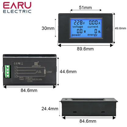 20A 100A AC 80-260V DC 6.5-100V Digital LED Display Voltmeter Ammeter Wattmeter Power Energy Meter 12V 24V 110V 220V Volt Tester by 54Grid - Renewable Energy Store