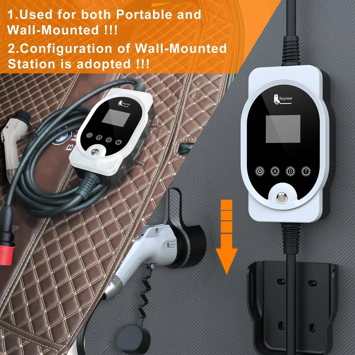 feyree 22KW 32A 3Phase GB/T Portable EV Charger Fast Charger Charging Station Smart Wi-Fi APP Control for Electric Car Charger