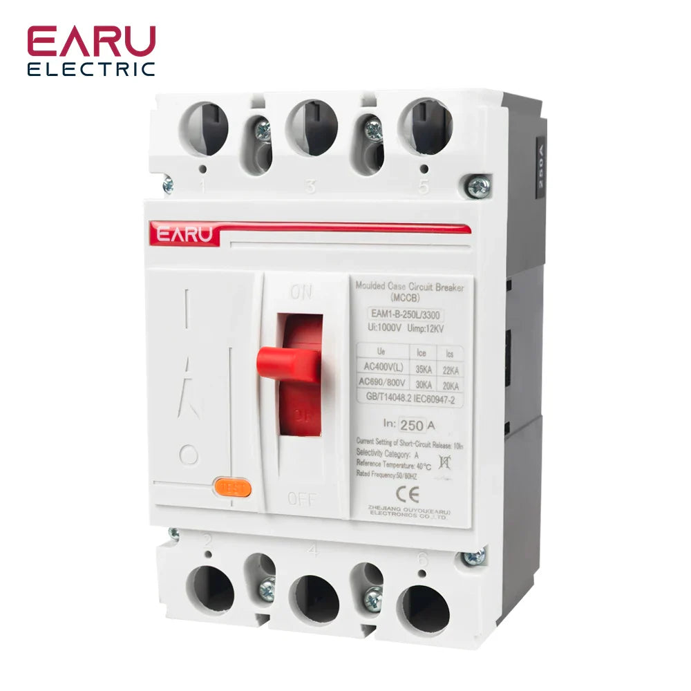 3P 4P AC 400V 100A-250A MCCB Solar Moulded Case Circuit Breaker Overload Protection Switch Protector for Solar PV Photovoltaic