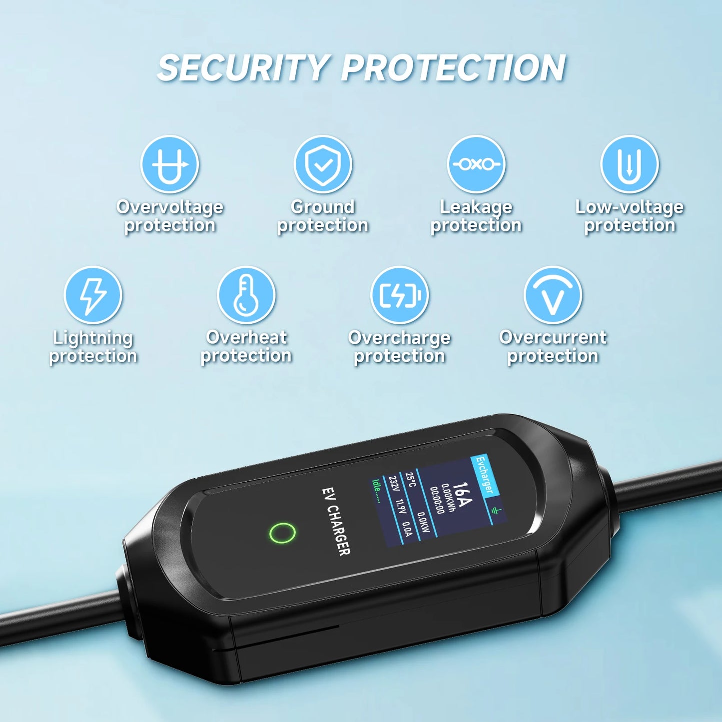 AFYEEV Portable Type2 IEC62196-2 EV Charger 16A GB/T EVSE Charging Cable Type1 SAE J1772 EU Plug Controller Wallbox for Car