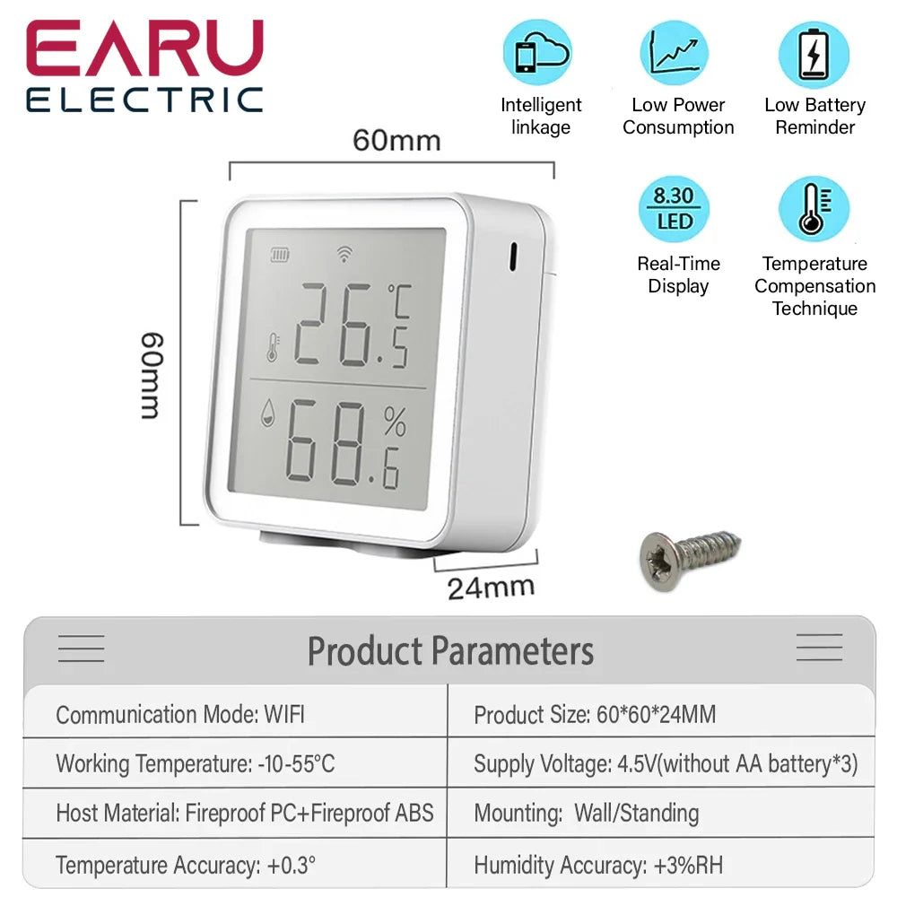 Tuya Smart Life WIFI Temperature Humidity Sensor Indoor Hygrometer Thermometer Detector Remote Control Support Alexa Google Home by 54Grid - Renewable Energy Store