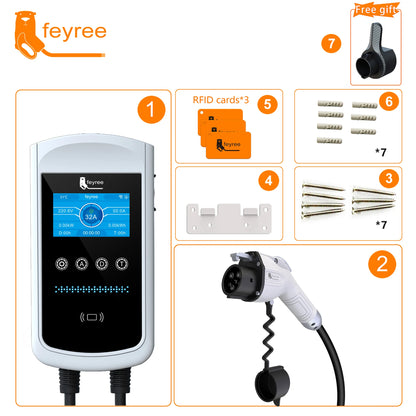 feyree EVSE Wallbox 32A 40A 50A 1Phase EV Charger Type1 Smart APP Control Wall-mounted Charging Station for Electric Vehicle Car