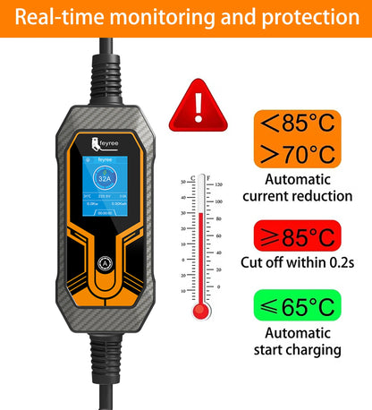 feyree Portable EV Charger Wallbox Type2 Cable 32A 7KW with CEE Plug EVSE Type1 Charging Box j1772 Adapter for Electric Vehicle