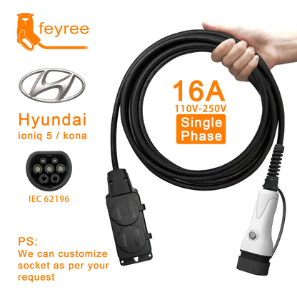feyree V2L Cable Electric Car Side Discharge Plug EV Charger Type2 16A with EU Socket Outdoor Power Station( Upgraded Version)