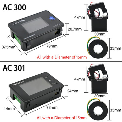 KWS-AC301 AC300 Voltmeter Ammeter AC 50-300V Power Energy Meter Digital AC Wattmeter Electricity Meter 0-20/100A Power Detecor by 54Grid - Renewable Energy Store