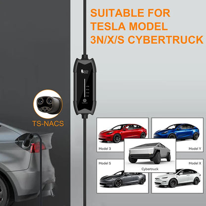 feyree 3.5kW 16A 1Phase Adjustable Current Portable EV Charger Fast Charging with TS-NACS Charger Plug Compatible for Tesla Cars