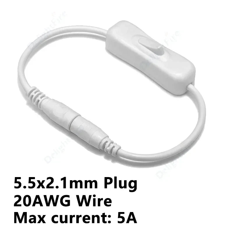 Light Switch ON/OFF DC Power Extension Cable 5V 12V 3A Connector by 54Grid - Renewable Energy Store