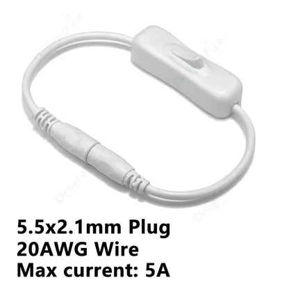 Light Switch ON/OFF DC Power Extension Cable 5V 12V 3A Connector by 54Grid - Renewable Energy Store