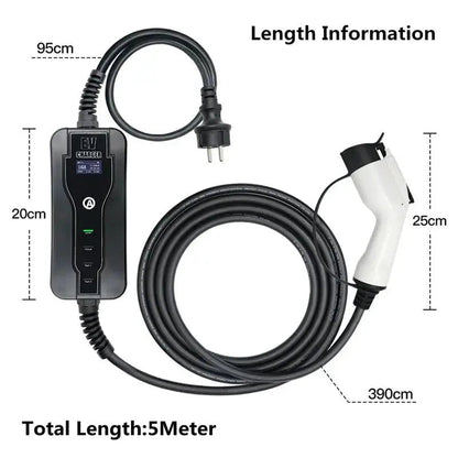 SAEJ1772 Portable EV Charger 16A 3.6KW Type 1 Wallbox Adjustable Current 1Phase for Electric Vehicle Car Charging - 54Grid - Renewable Energy Store