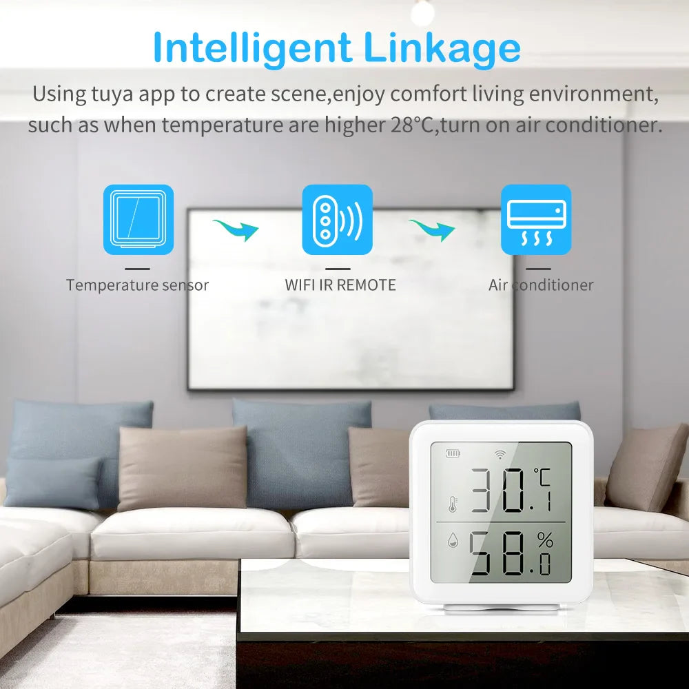 Tuya Smart Life WIFI Temperature Humidity Sensor Indoor Hygrometer Thermometer Detector Remote Control Support Alexa Google Home by 54Grid - Renewable Energy Store
