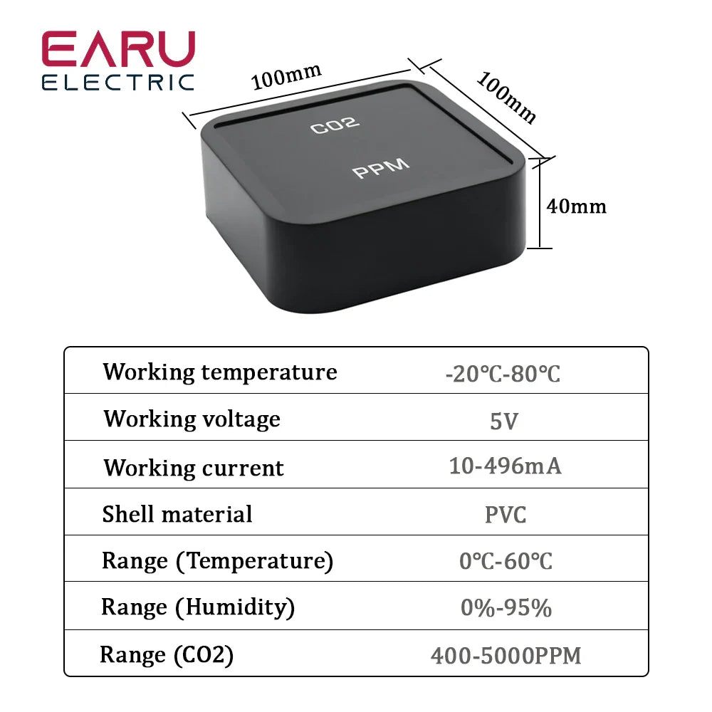WiFi ZigBee Indoor Air CO2 Detector of the Household Quality Multifunctional Monitor CO2 Temperature Smart Display Sensor LCD by 54Grid - Renewable Energy Store