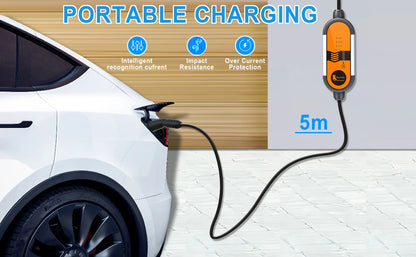 feyree 3.5kW 16A TS-NACS Portable EV Charger Plug Charging Box Adjustable Current Fast Charging Compatible for Tesla Car Charger