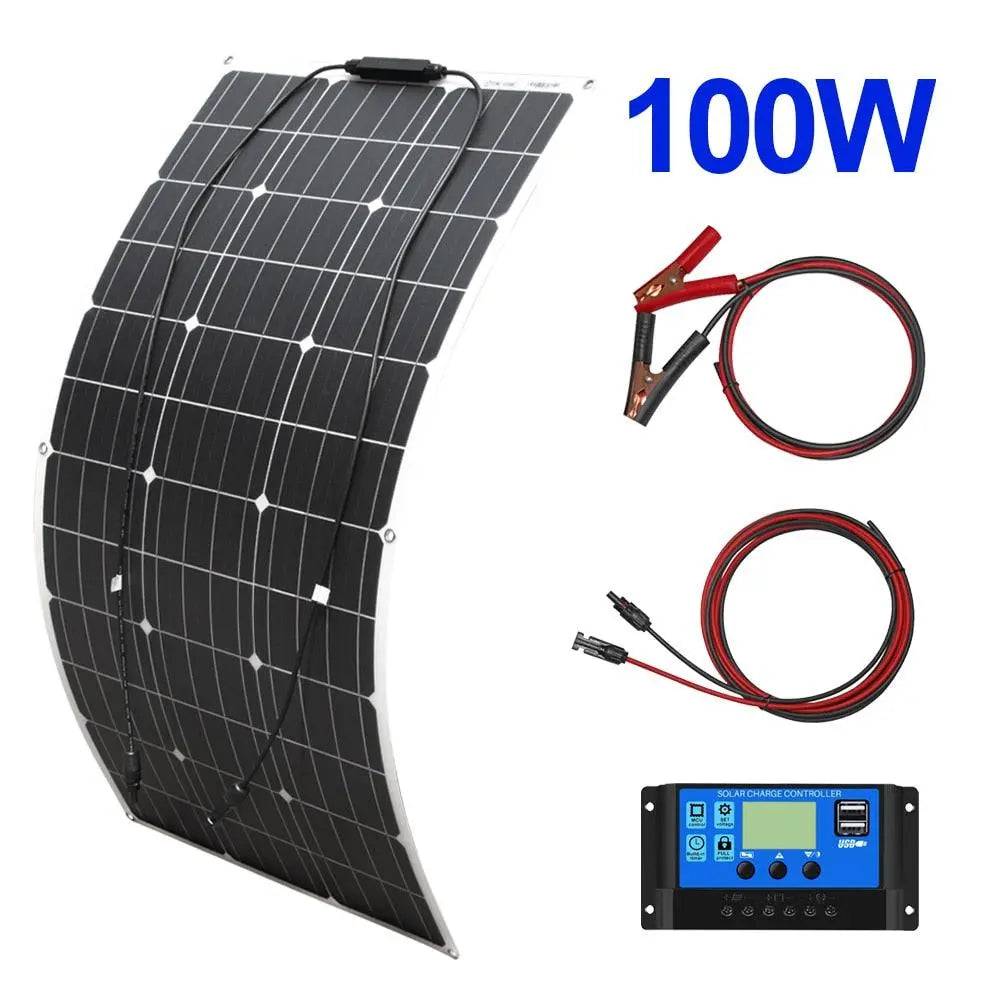 Solar Panel  Flexible 300w Fotovoltaic Panel Solar 100w 12V Kit 200w Complete Charge Battery/Motorhome/Camper Van - 54Grid - Renewable Energy Store
