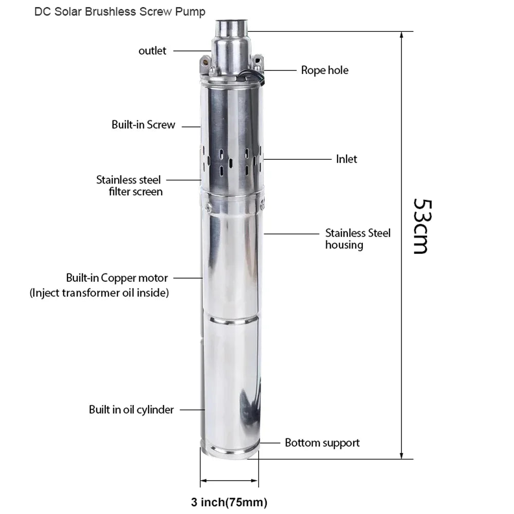 750W Solar Deep Well Pump 100M Max Head With Controller by 54Grid - Renewable Energy Store
