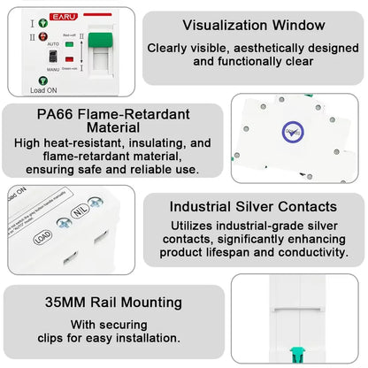 2P 4P 80A AC 230V 110V Mini ATS Solar PV Dual Power Automatic Transfer Switches Electrical Selector Switch Uninterrupted Power