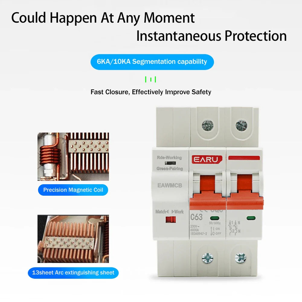 1P 2P 3P 4P TUYA APP WIFI Circuit Breaker Timer Voice Remote Control Smart Life Automatic Intelligent Interruptor WIFI Switch by 54Grid - Renewable Energy Store