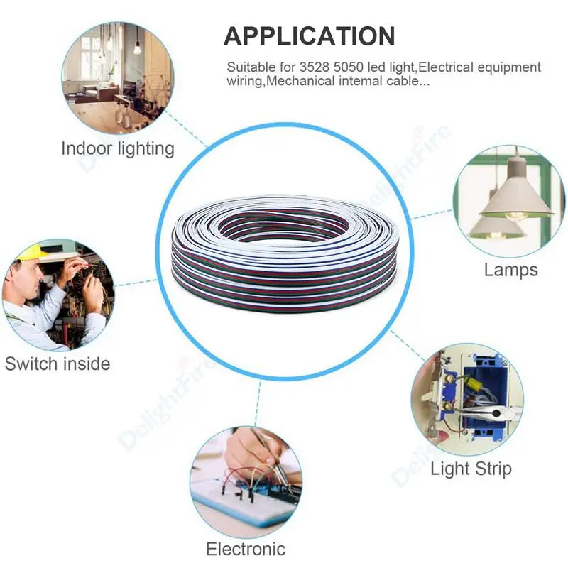 22 20 18 AWG 5Pin 12V Electronic Cable for RGBW LED Strip Lights by 54Grid - Renewable Energy Store