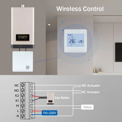 Smart RF Wireless Room Thermostat For Gas Boiler Heating Touch Screen Temperature Controller Home Programmable WiFi Thermostat by 54Grid - Renewable Energy Store