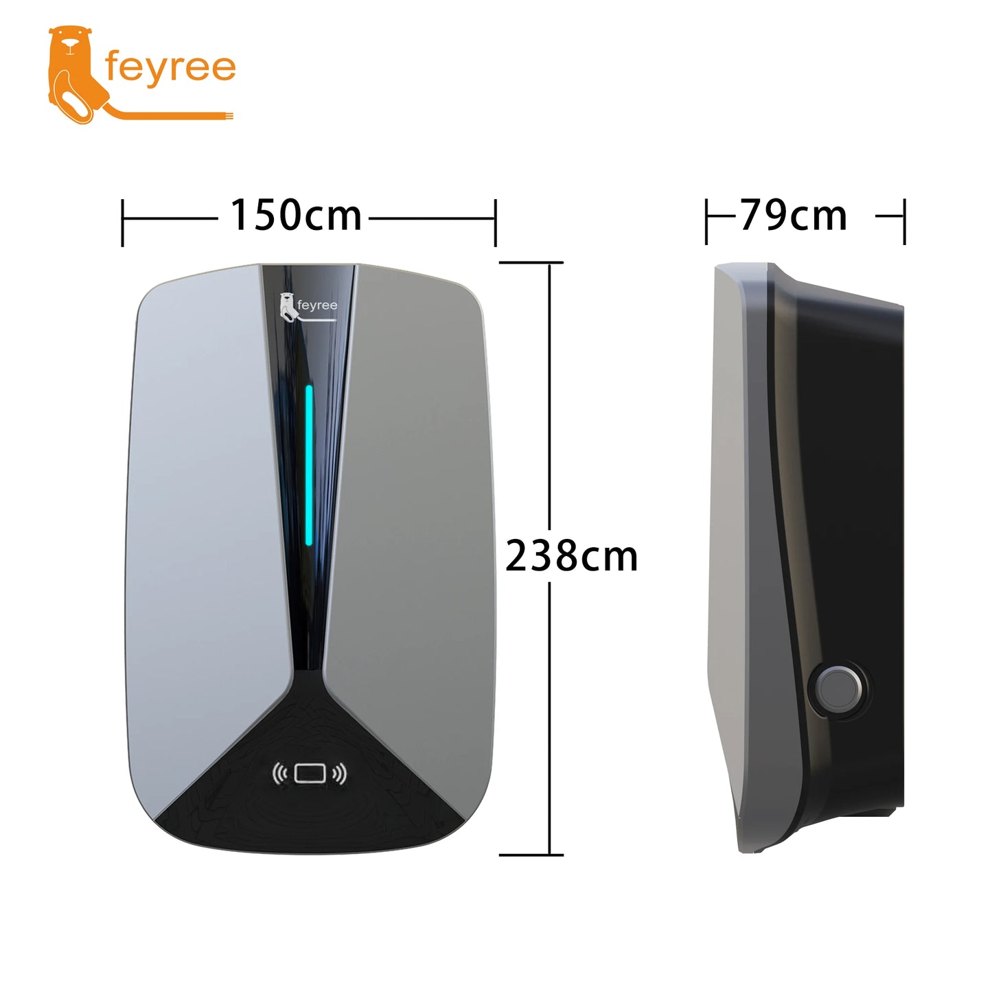 feyree Type2 32A 7.6KW 1Phase EV Charger  EVSE Wallbox RFID Cards Version 5m Cable Charging Station for Electric Vehicle Car