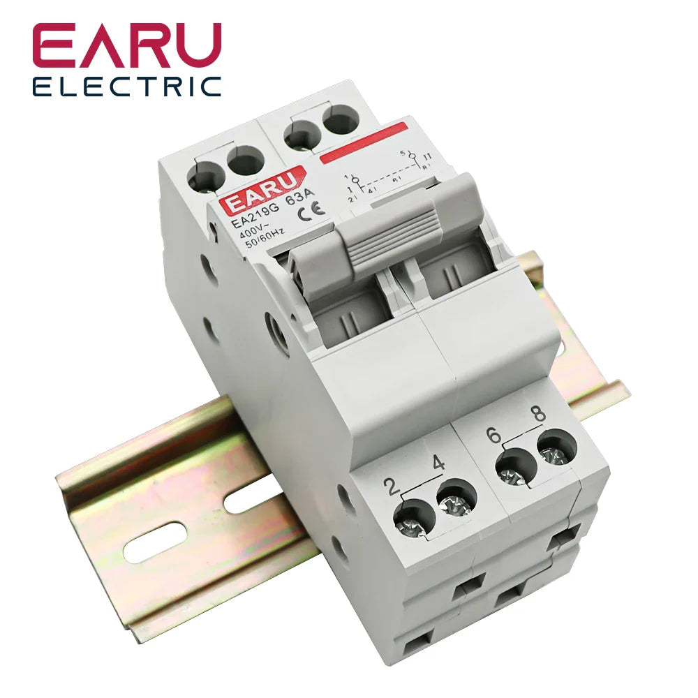 1P 2P 3P 4P 40A 63A MTS Dual Power Manual Transfer Interlock Circuit Breaker Din Rail Isolating Discounnecting Switch by 54Grid - Renewable Energy Store