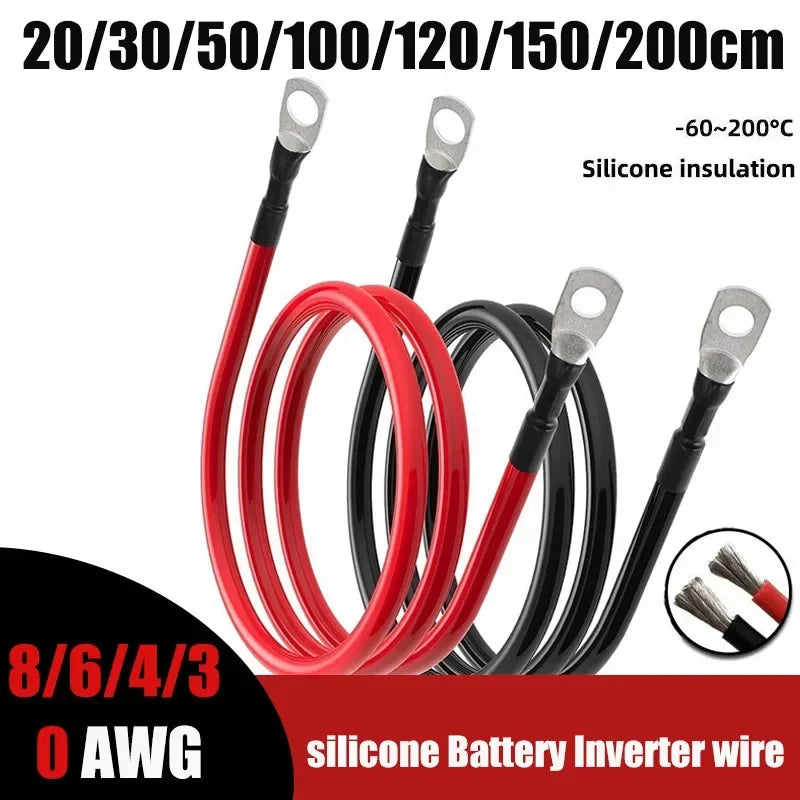 Soft Car Battery Silicone Cable M6 M8 M10 Lug Red Black 8 6 4 3 0 AWG by 54Grid - Renewable Energy Store