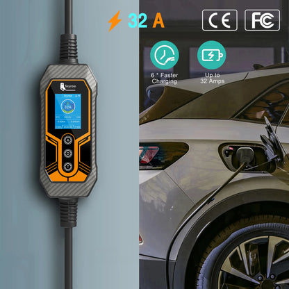 feyree Portable EV Charger Type2 32A 7KW Wi-Fi APP Control Current Adjustable Smart Timing Charging EVSE Wallbox Home&Outdoor