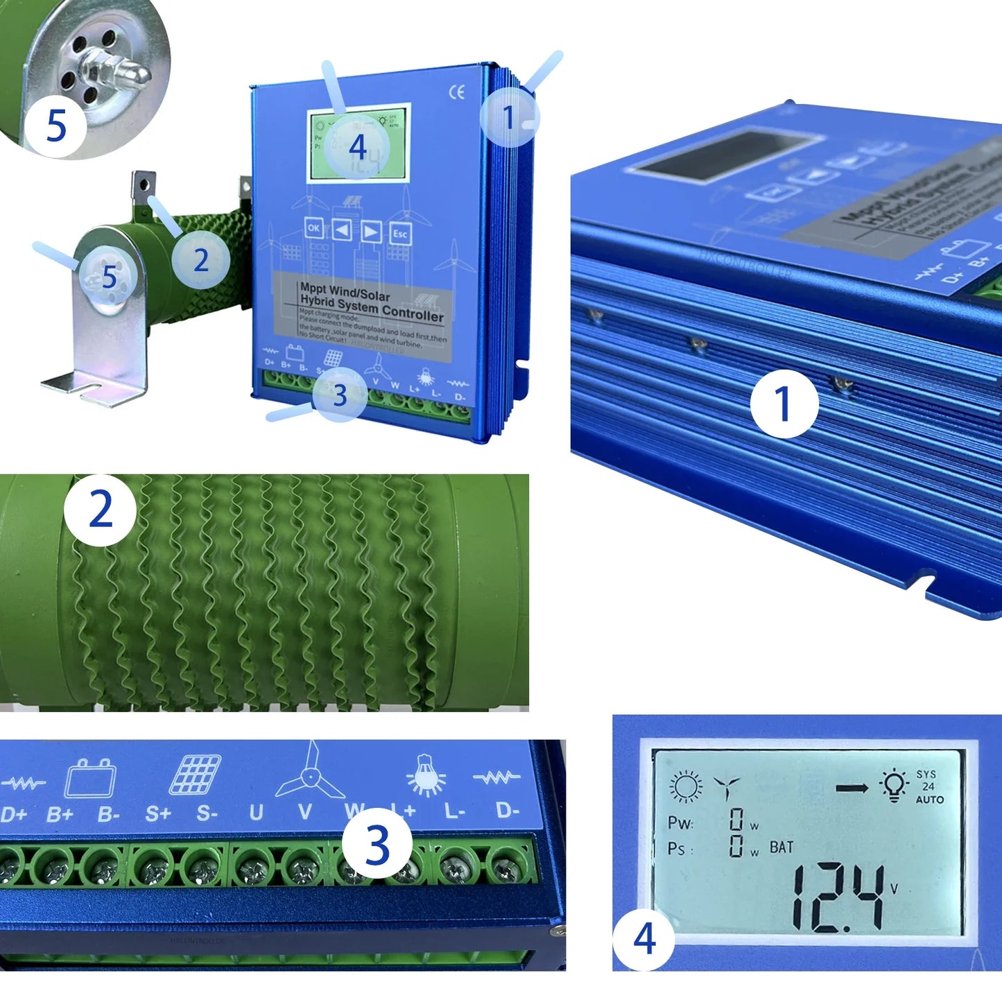 2200W MPPT Hybrid Wind Solar Charge Controller 12V 24V 48V Regulator by 54Grid - Renewable Energy Store
