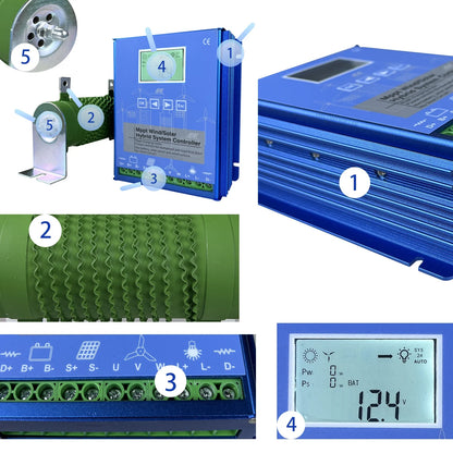 2200W MPPT Hybrid Wind Solar Charge Controller 12V 24V 48V Regulator by 54Grid - Renewable Energy Store