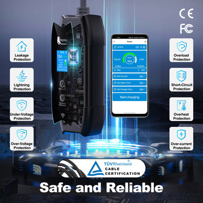 feyree EV Charger TS-NACS Socket 16A 3.5KW APP Control EVSE Portable Charging for Tesla Cars Models 3/Y/S/X Set Charge&DelayTime