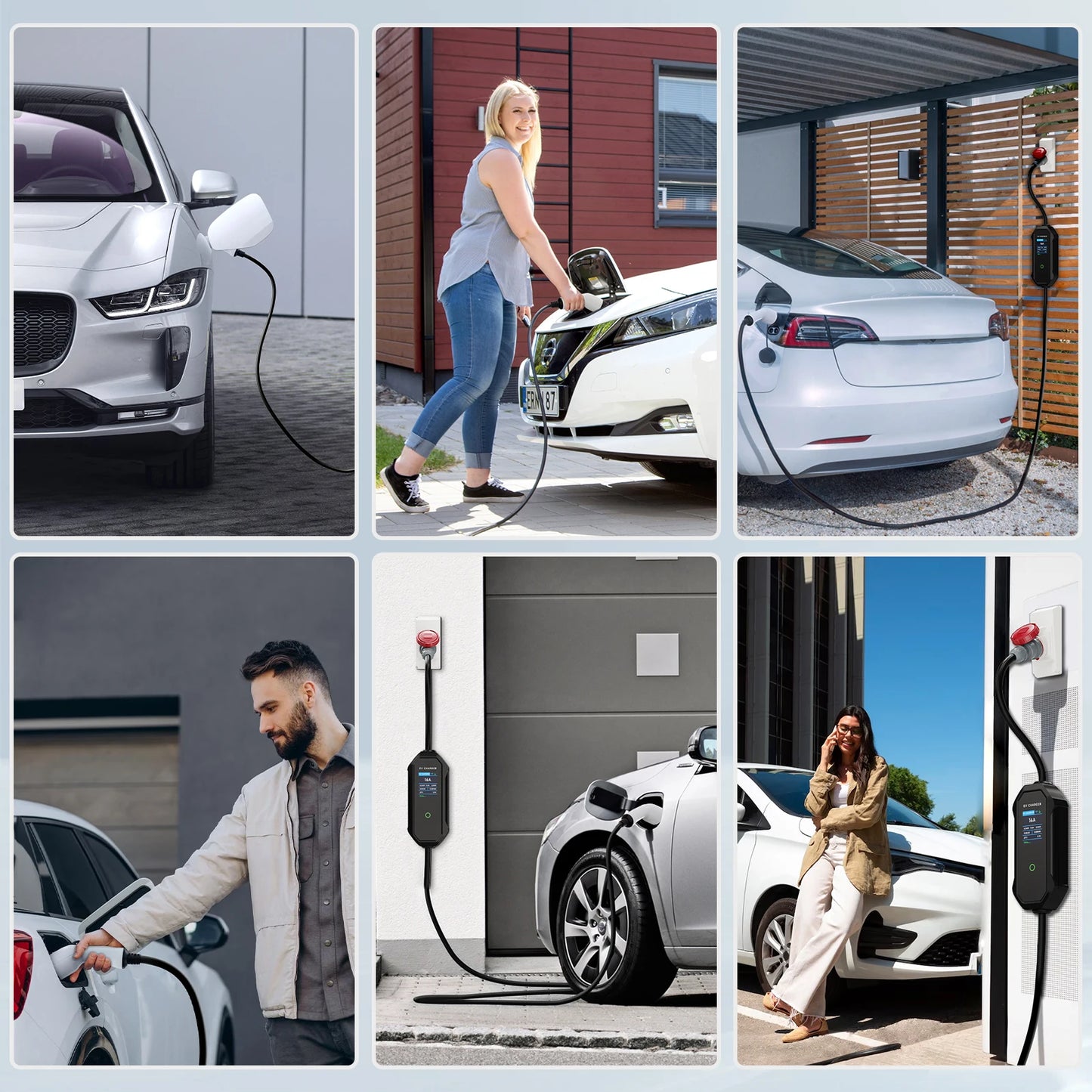 AFYEEV Type2 Portable EV Charger 11KW 16A 3P GBT Car Charger Wi-Fi APP Control EVSE Charging Box CEE Plug for Electric Vehicle