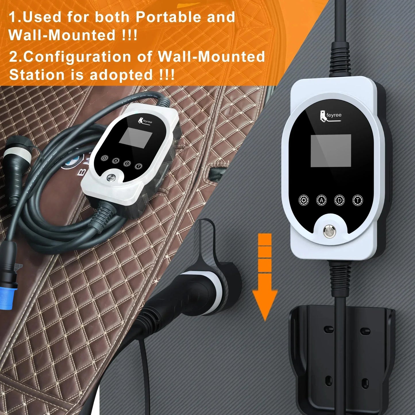 feyree Type2 EV Charger EVSE Wallbox 22KW 11KW 3P Smart APP Wi-Fi Control  7KW 32A 1P Setting Current & Charging Time for EV Car