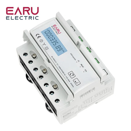 Tuya Smart Three-Phase Bidirectional Electricity Meter with WiFi & ZigBee for KWh Monitoring, featuring RS485 Interface AC 380V