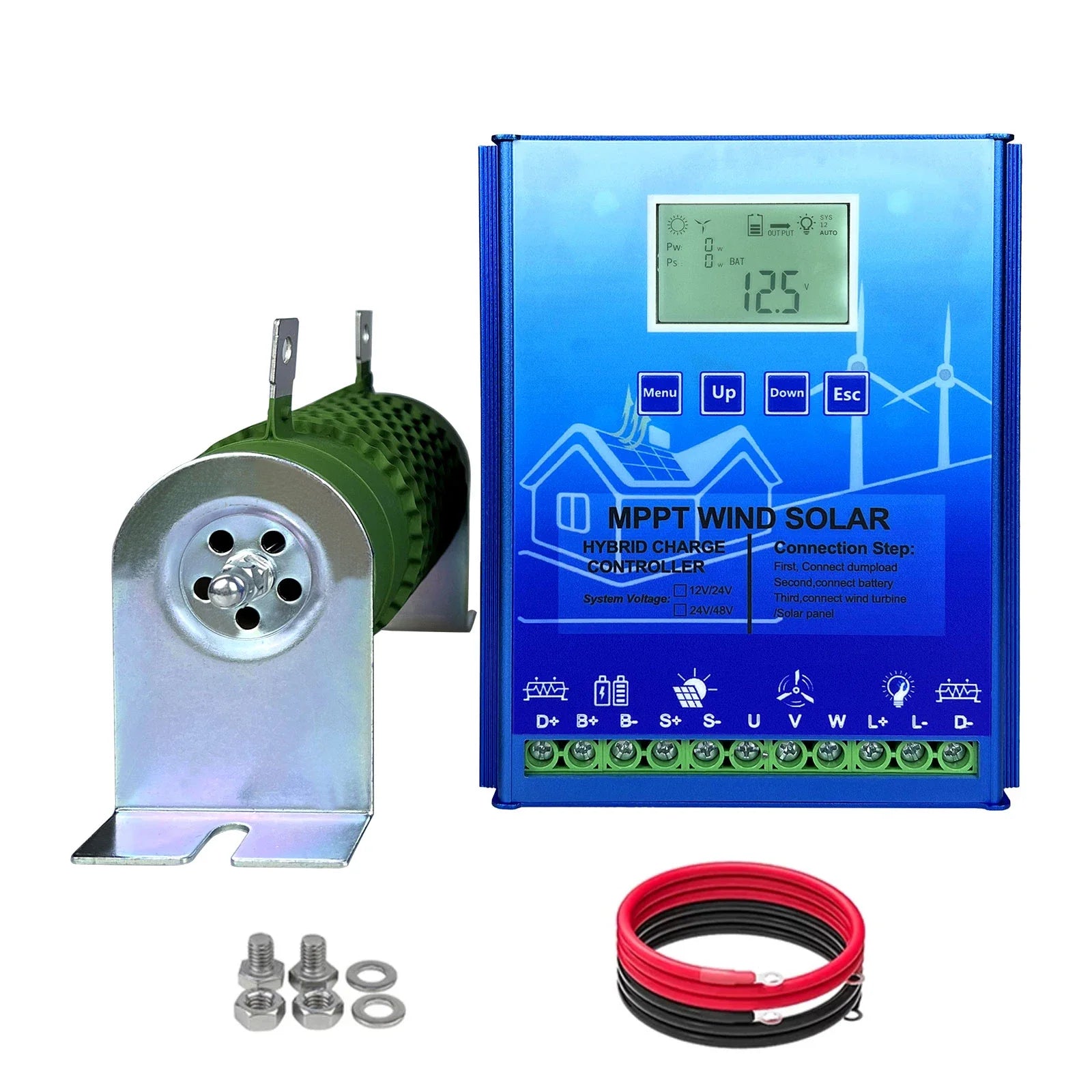 12V 24V 48V 2000W MPPT Hybrid Wind Solar Charge Controller With LCD Display And Bluetooth For Lifepo4 Batteries by 54Grid - Renewable Energy Store