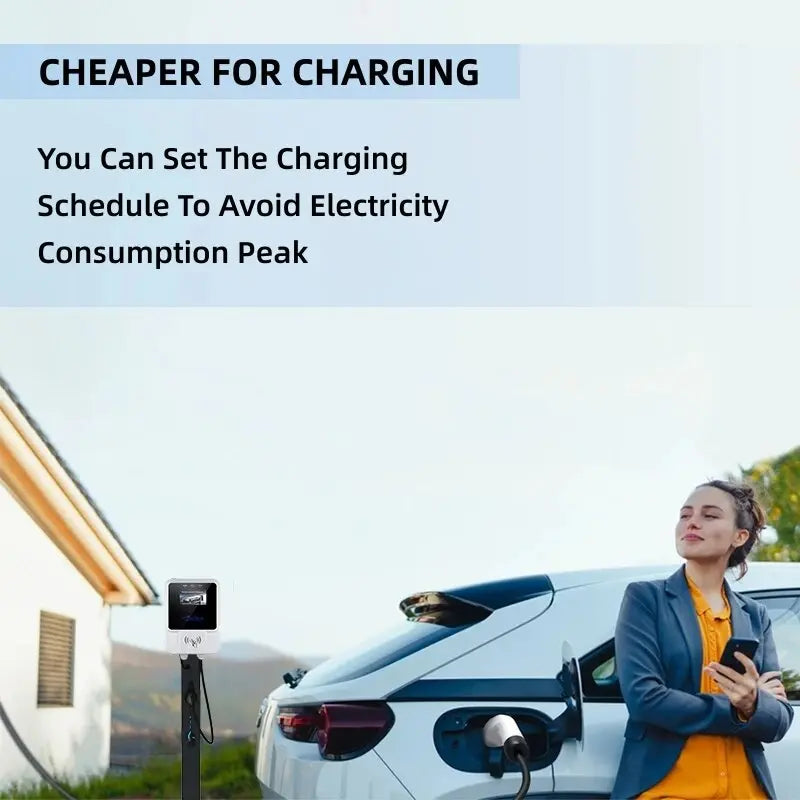 EV Charging Station 7/11/22KW Electric Vehicle Car Charger 32A EVSE Wallbox Wallmount Type2 IEC62196 Type1 with APP Wifi Cards - 54Grid - Renewable Energy Store