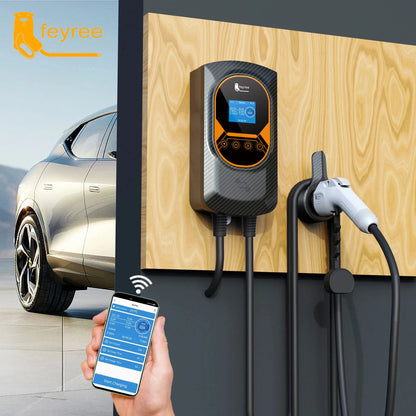 feyree EV Charger GB/T Socket EVSE Wallbox 32A 22KW 3Phase 16A 11KW Electric Vehicle APP Control Charging Station 7.6KW 5m Cable