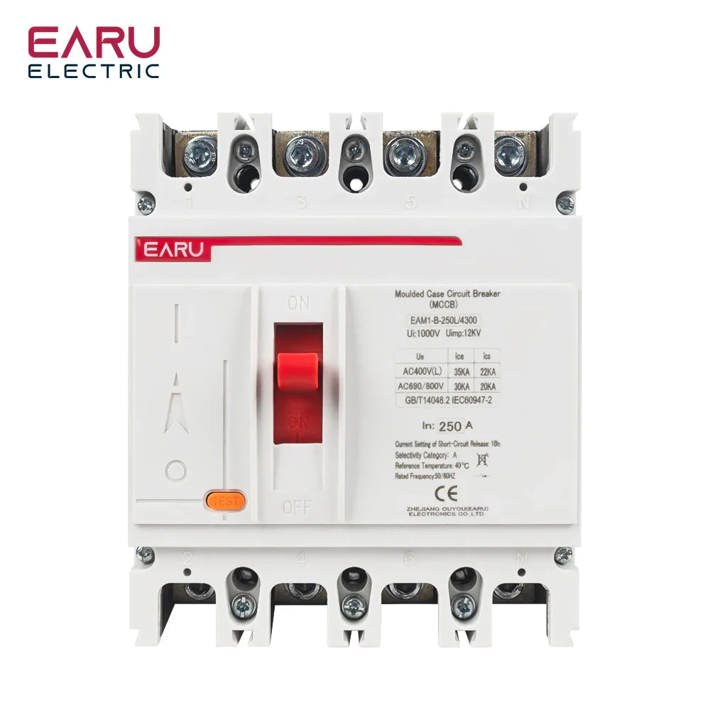 3P 4P AC 400V 100A-250A MCCB Solar Moulded Case Circuit Breaker Overload Protection Switch Protector for Solar PV Photovoltaic