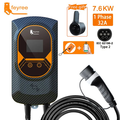 32A EVSE Wallbox Charger: Type2 Cable, 7.6/11/22KW Power, and APP Control for Electric Vehicle Charging - 54Grid - Renewable Energy Store